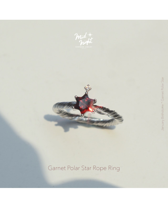 January Birthstone-Garnet Polar Star Rope Ring